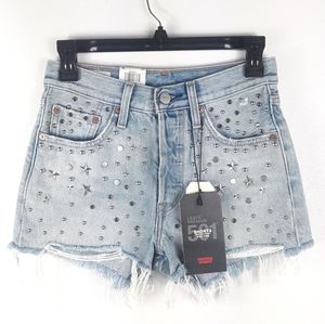 Levi's 501 High Waisted Studded Cutoff Jean Shorts
